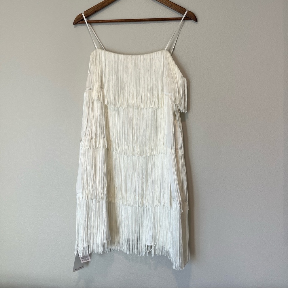 NWT Abercrombie and Fitch White Fringe Dress Size Medium Tall